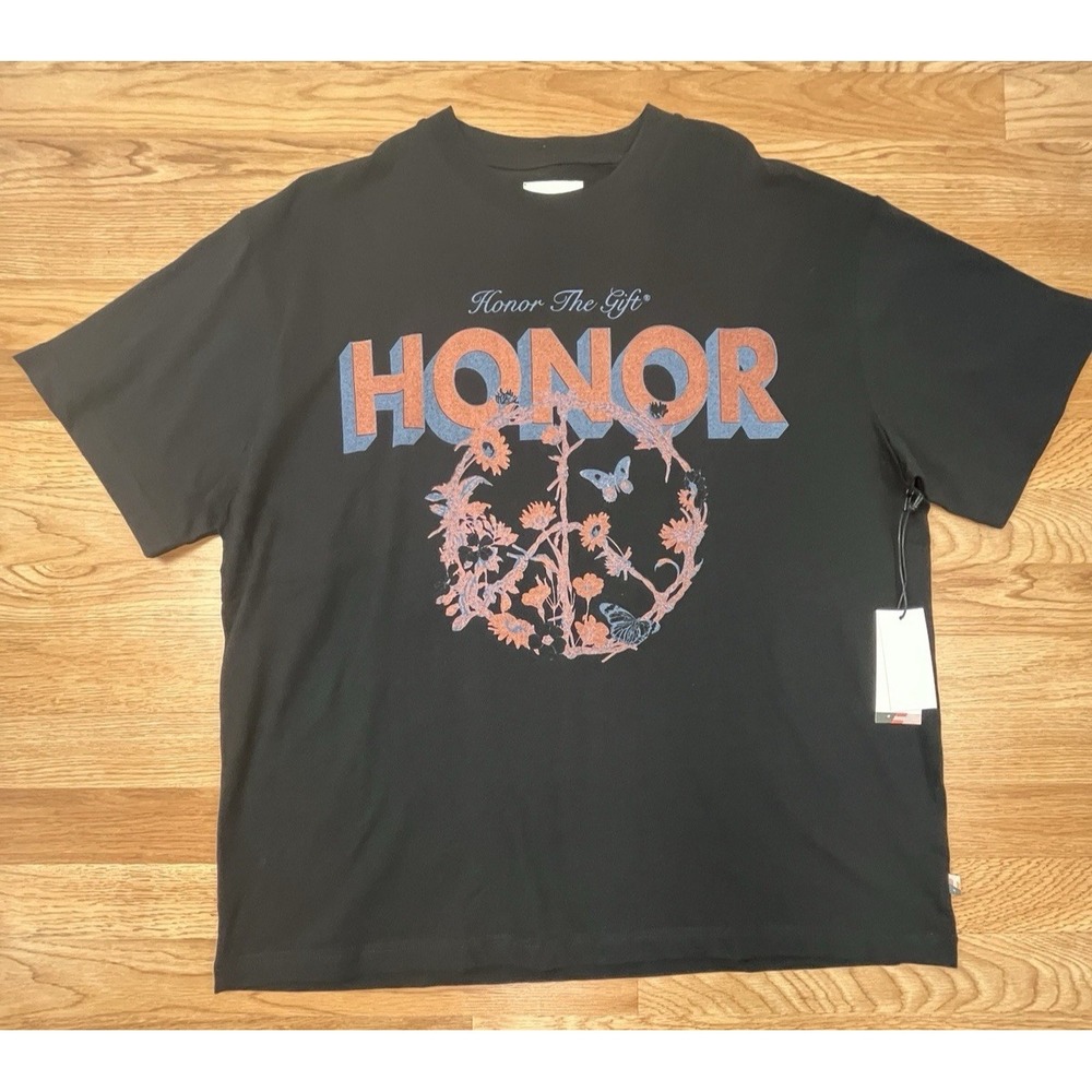Honor The Gift Peace T-shirt Black Short Sleeve Men's Size Large NEW